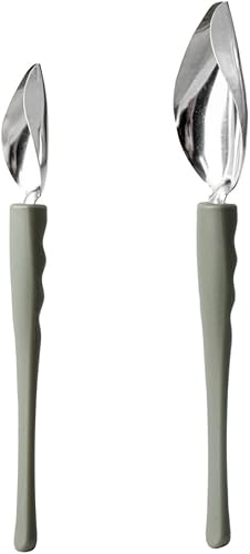 Vista 9 de Restaurantware Comfy Grip - Cucharas decorativas de 2 piezas sin corrosión, con boquilla ergonómicas de acero inoxidable para revestimiento