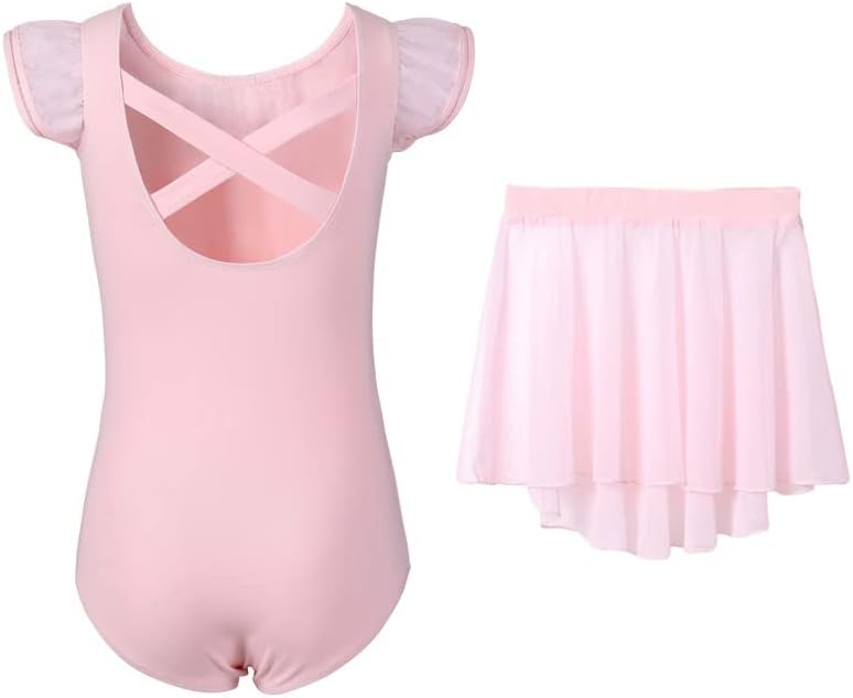 Vista 7 de DIPUG Leotardos de ballet para niñas, combo de leotardo de baile extraíble para niñas pequeñas