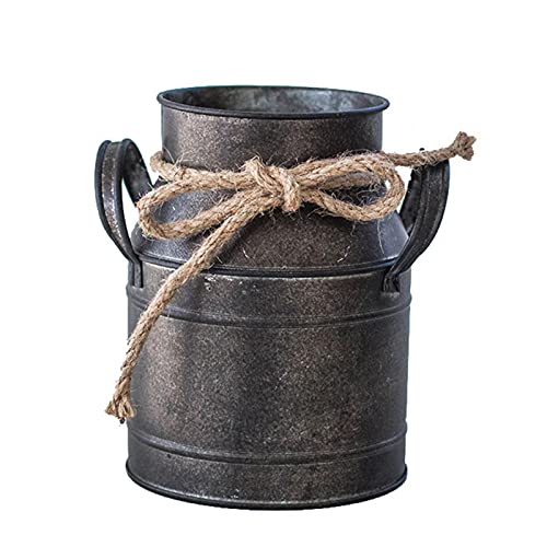 Jarrón vintage de hierro, estilo rústico, decorativo, jarrón de lec