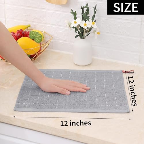 Image of Homaxy 100% Cotton Terry Kitchen Dish Cloths, 8 Pack, Light Grey