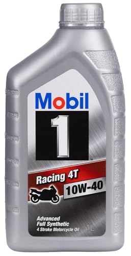 Mobil 1 Racing 4T 10W-40 Four Stroke Motorcycle Engine Oil for High Performance Motorcycles, 1 Litre | Outstanding Engine Protection Under Extreme Operating Conditions and Enhanced Engine Cleanliness