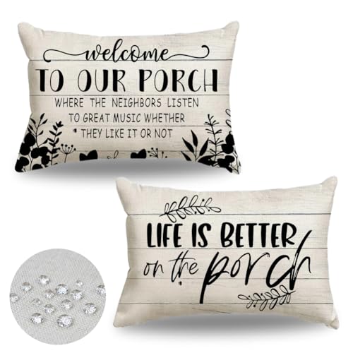 JOJOGOGO Porch Outdoor Lumbar Pillow Covers 12x20...