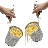 Eggssentials - Pasta Strainer with Handle - Pack of 2 Noodle basket made up of Stainless Steel Mesh - Pasta Basket for Boiling Noodles, Dumplings, Spaghetti – Boiling Strainer & Pasta Cooker.
