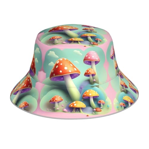 Chapeau bob réfléchissant noir unisexe HYTTER imprimé champignon pour loisirs outdoor