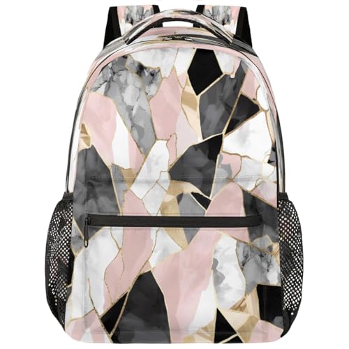 Mochila escolar para laptop que evita dolor de espalda con diseño de mármol ligero