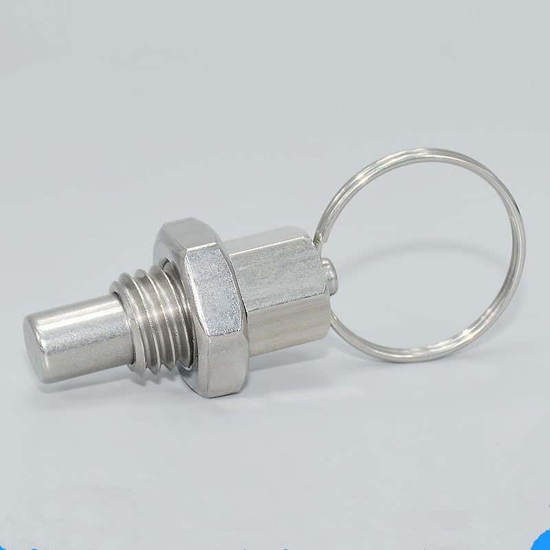 Generic 1 piecePull Ring indexing pin GN717 Carbon Steel Galvanized knob Plunger Spring Positioning pin Split Positioning Column M6 8 10 - (Color: Silver, Thread Diameter: 8-1.25-5)
