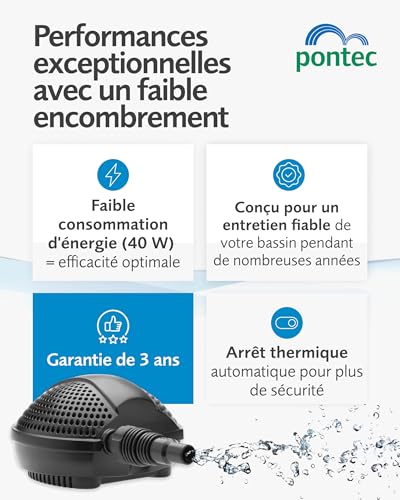 Pontec PondoMax 3500 Pompe pour filtre et ruisseau pompe,Noir,24 x 29 x 14 cm – vue 3