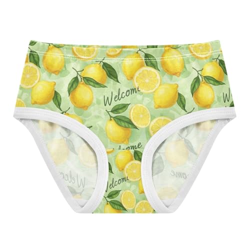 Sliced Lemons Green Leaves Toddler Underwear, Girls Underwear, 2T–8 Years