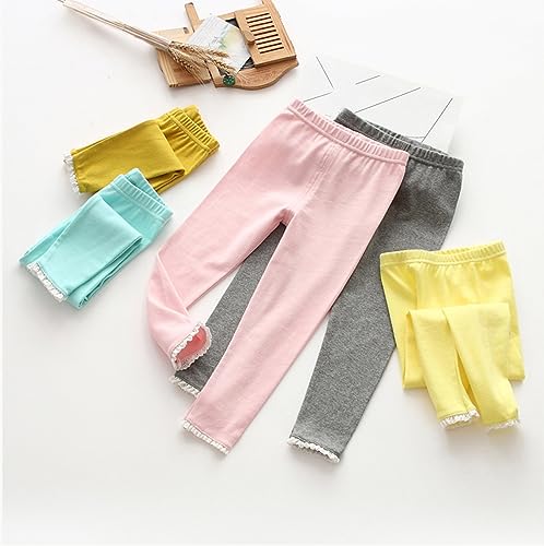 Girls' and Toddler Leggings Elastic Waisted Stretchy Footless Lace Trim Tights Solid Color Summer Casual Pants Clothes4