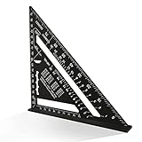 【Hochwertiges Material】 Unser dreieckiges Zimmermannslineal besteht aus einer verdickten Aluminiumlegierung, ist leicht und robust, hat eine mattschwarze Oberfläche, eine blendfreie, korrosionsbeständige Oberfläche, ist nicht leicht zu rosten, langlebig und nicht leicht zu brechen.