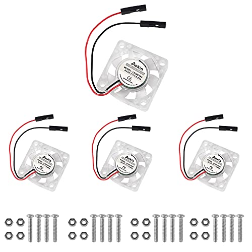 4 pcs Mini Cooling Fan for Raspberry Pi Dealikee Brushless 3.3V 5V DC Quiet Fan 30x30x7mm Heatsink Cooler Fan for Raspberry Pi 5 4 Model B