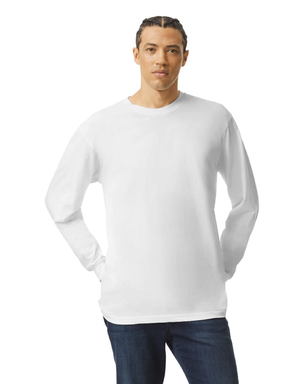 Mens Organic Fine Jersey Crewneck Long Sleeve T-Shirt