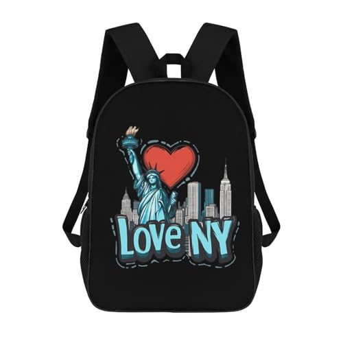 I Love New York 17 Inch Backpack Classic Travel Daypack with Adjustable Shoulder Straps for Men Women