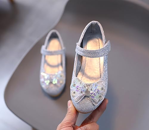 Girls Sparkle Low Heel Mary Jane Wedding Party Flower Glitter Bow Princess Dress Shoes4