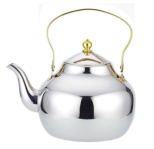 SANQIAHOME Tetera de acero inoxidable de 2.1 cuartos con infusor, tetera para estufa, estilo minimalista