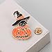 Halloween Witch Hat Brooch Pin for Women Crystal Pumpkin Black Cat Wing Brooches Lapel Pins Fashion Halloween Jewelry (Cat Pumpkin)