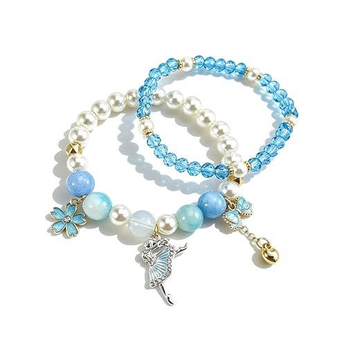 Image of Ballerina Bracelet Dance Recital Bracelet Ballerina Blue Bracelet Cute Ballerina Dance Beaded Bracelet Ballerina Friendship Bracelets Ballerina Party Jewellery