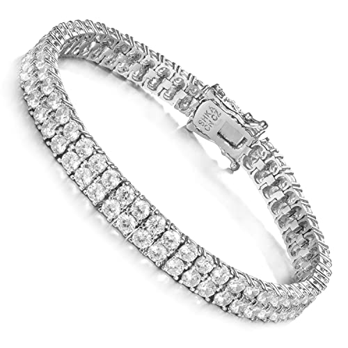 SHKA 2 Rows Tennis Bracelet 18K Women’s Bracelet CZ Bracelets with Sparking Cubic Zirconia