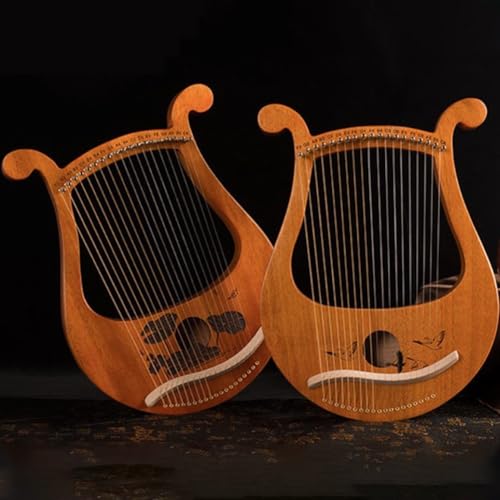 Arpa de lira de 19 cuerdas, instrumento musical de madera de mayo con llave de afinación, cuerdas de repuesto y caja de resonancia portátil, ideal para principiantes