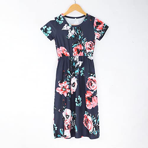 Moonker Kids Toddler Girls Dress Above Knee Dress Short Bubble Sleeve Flower Print Long Dress Dress Wedding2