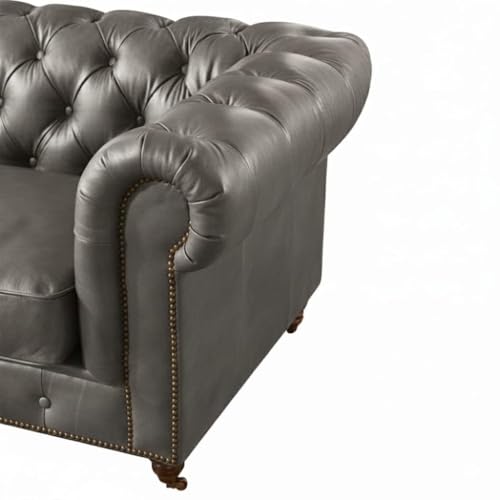 Image of Modern Classic Design Leatherette Luxury Chester Sofa Set with Button Tufted, Sofa for Living Room Home, Office and Lobby (Grey, 2 Seater Sofa)