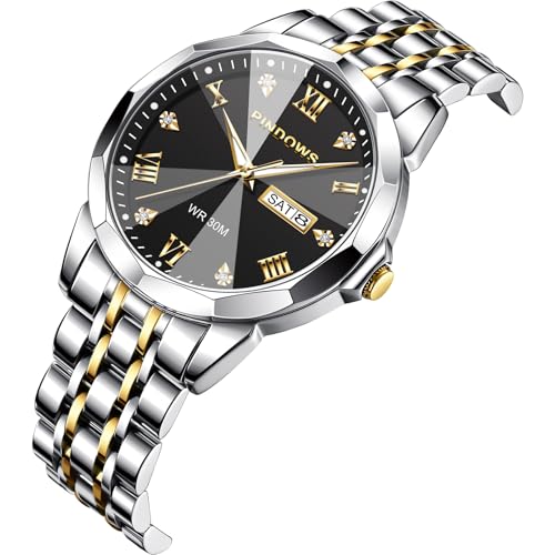 Image of PINDOWS Watch for Men Big Dial Analog Digital Black Silicone Sport Multifunction Luminous LED Dial Waterproof Watches Fashion Wristwatches