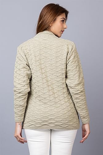 Image of Women Woolen V Neck Casual Wear Stylish Cardigan Sweaters for Winter with Front Pockets
