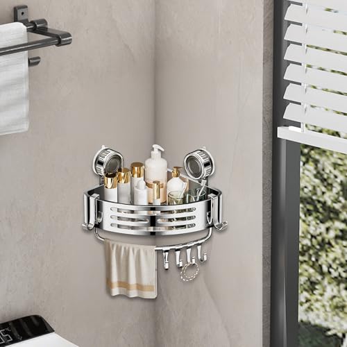 Étagère de douche d'angle Teksome en râtelier murale moderne pour salle de bain - 3