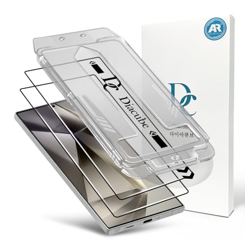 DIACUBE 2 PACK AR Screen Protector Compatible with Samsung Galaxy S24 Ultra with Auto Dust Removal Installation Frame Anti-Reflective [Support Fingerprint Unlock] 9H Tempered Glass Scratch Resistance Fingerprint Resistant Ultra HD Clear