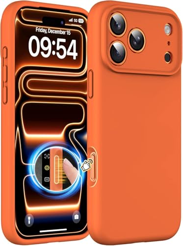 Image of DIZORO Compatible for (iPhone 17 Pro Case) Slim Liquid Silicone Case 3 Layers Full Covered Soft Gel Rubber Phone Case Protective Cover (Cosmic Orange)