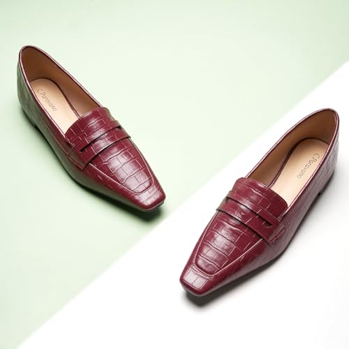 Image of C.Paravano Loafers for Women Penny Loafer Slip On Square Toe Flat Shoes