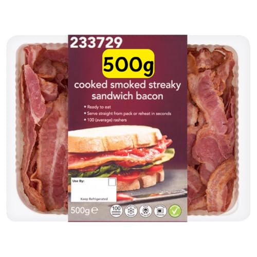 Smoked Streaky Bacon, Ready to Eat, 100 Rashers (500g)