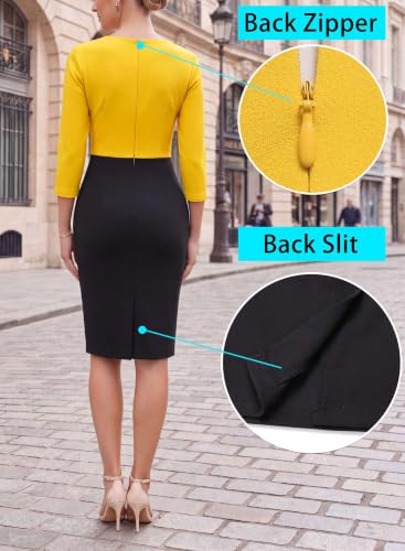 Image of VFSHOW Womens Front Zipper Work Office Business Casual Church Sheath Dress