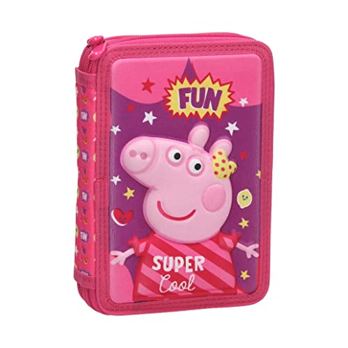 Diakakis Estuche 3D con 2 compartimentos, diseño de Peppa Pig con 31 accesorios, color rosa Cover