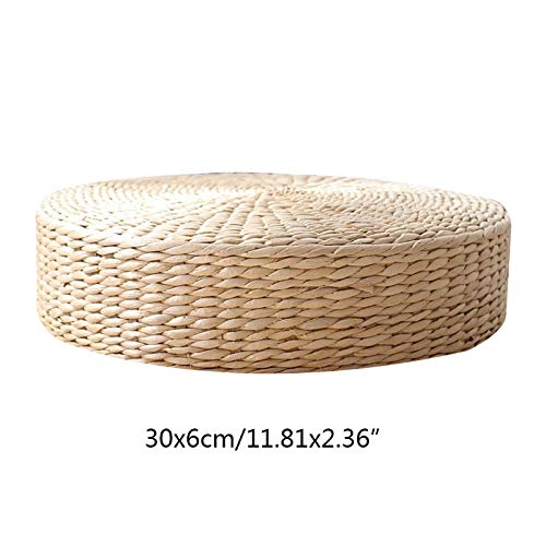Floor Pillow Eco-Friendly Round Straw Cushion Hand Woven Tatami Floor Mat Yoga Tea Ceremony Meditation Pad (30X6Cm) #TOP6