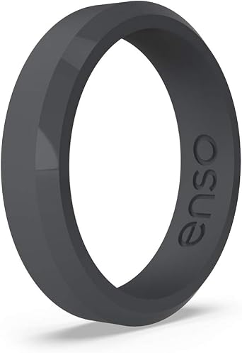 Enso Rings Bevel Thin Silicone Wedding Ring Hypoallergenic Unisex Stackable Wedding Band Comfortable Minimalist Band 5.08mm Wide, 2.16mm Thick