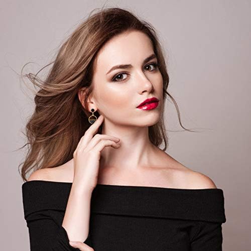 ABOJOY 8-15 Pairs Gold Statement Drop Dangle Earrings Metal Fashion Big Geometric Earrings Large Square Raised Design Earrings For Women (Black Golden)