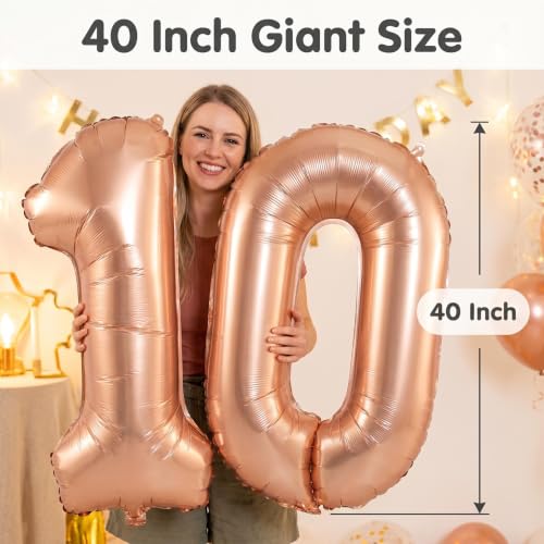 Image of Number 10 Balloon Foil Mylar Balloons for Birthday Party Decoration (Orange, 40 Inch)