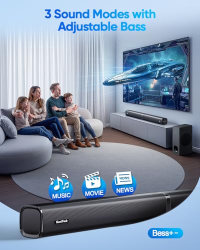 Image of Soundbar with Subwoofer for TV, Home Theater Bluetooth 5.3 Speaker System with 2 Wireless Karaoke Mics, Surround Sound Audio with HDMI ARC, Optical, AUX, USB for Movie, Music, Family Party(Peak 240W)