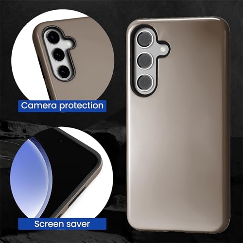 Coque Samsung S25 silicone antichoc marron HL2 rigide double couche robuste