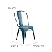 Flash Furniture Blake Commercial Grade 4 Pack Distressed Kelly Blue-Teal Metal Indoor-Outdoor Stackable Chair