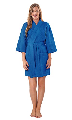 Image of Turquaz Lightweight Short Robes For Women Waffle Kimono Bathrobe - Soft, Fast-Drying, Long-Lasting Cotton Blend