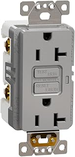 Square D by Schneider Electric Square D X Series 125-Volt Tamper Resistant GFCI Duplex Decorator Receptacle Back Wire Clamps, 20 Amps, Matte Gray (SQR51201GY)