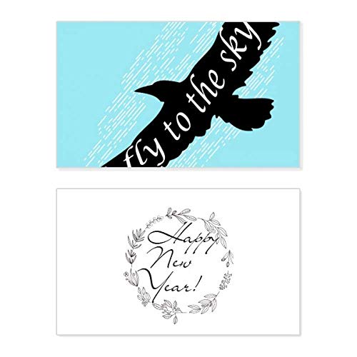Tarjeta conmemorativa de Año Nuevo con silueta de águila negra