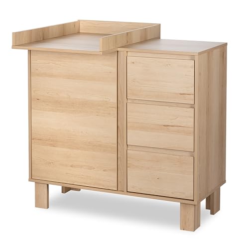 Planche à langer en bois marron pour commode blanche de bébé de 70 x 50 cm