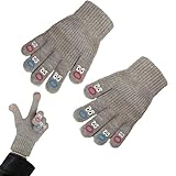 Bekecidi Winter Warme Handschuhe, Süße Gestrickte Wolle Fingerlose Touchscreen Handschuhe für Sport und Radfahren Geeignet für Mädchen und Jungen