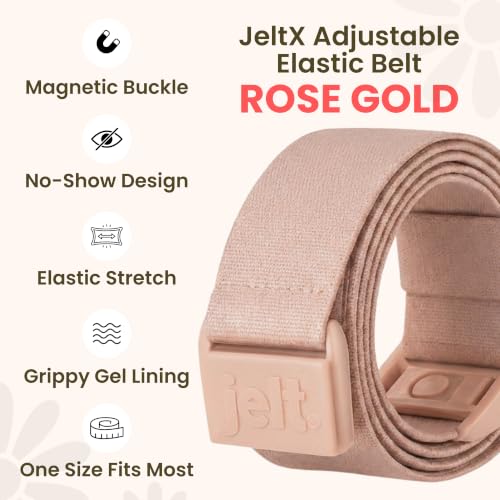 Image of JeltX Adjustable Elastic Belts for Men and Women, Non-Slip Stretch Belt with Magnetic Belt Buckle and Grippy Gel