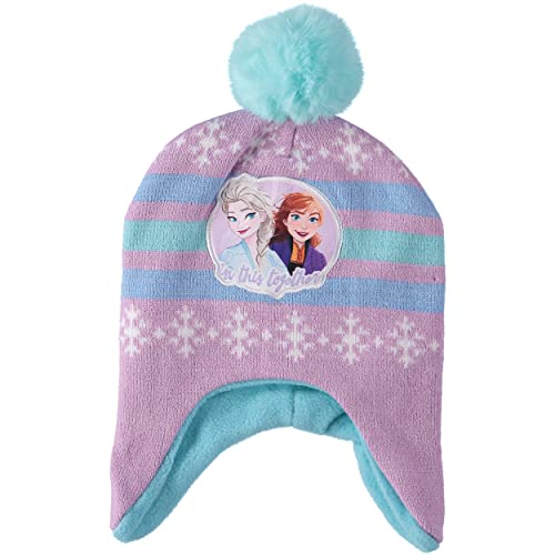 Disney Girls Toddler Winter Hat And Mittens Set Ages 2-4 Or Frozen 2 Elsa & Anna Hat And Kids Gloves Set For Ages 4-7 (Purple Stripe - Mittens, Age 2-4)2