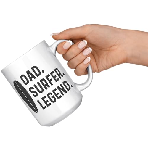 Taza de cerámica blanca 15oz para papá surfista miniatura 3