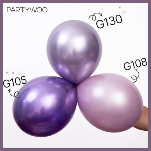 Image of PartyWoo Metallic Purple Balloons 50pcs Chrome Purple Color 12 Inch | Balloons for Graduation Baby Shower Bridal Shower Wedding Bachelorette Engagement Girl Party Decorations Purple-G130